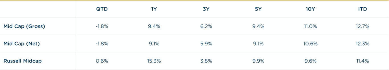 Mid Cap - 4Q2024 vs. RMC Annualized Returns